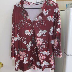Chama Floral  Burgundy XL Blouse